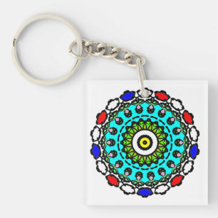 Turquoise Zen Mandala Key Ring