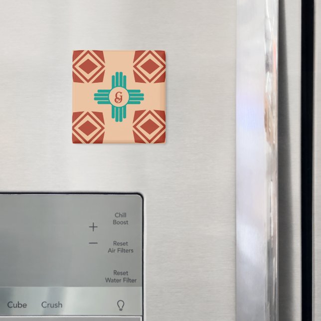 Turquoise Zia Tribal Brown Tan Magnet (In Situ (Fridge))