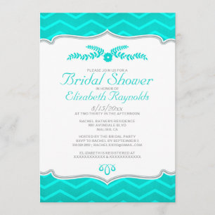 Turquoise Zigzag Bridal Shower Invitations