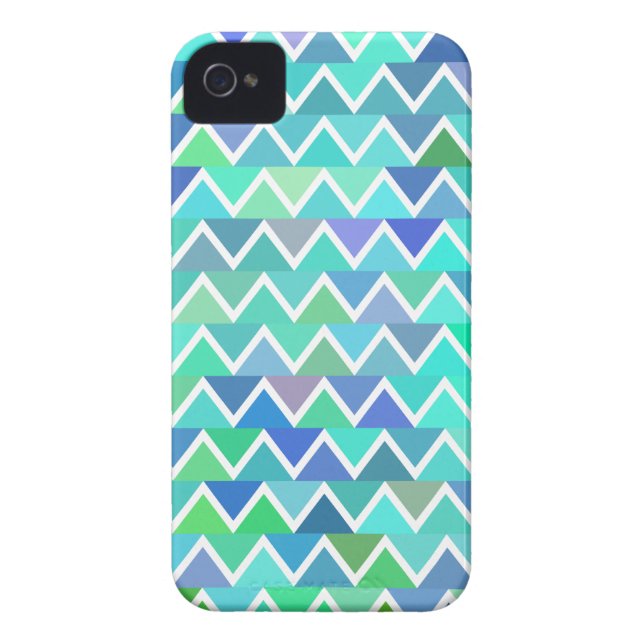 Turquoise Zigzag Pattern iPhone 4/4S Case (Back)