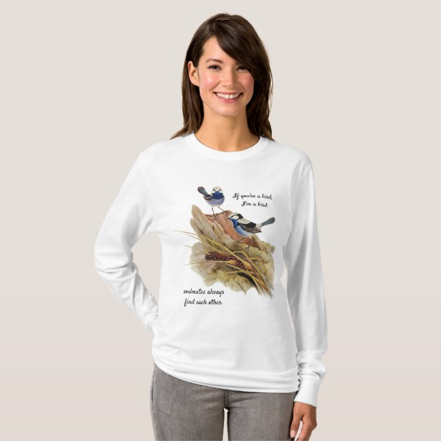 Turquoisine Superb Warbler, Soulmates   T-Shirt (Front Full)