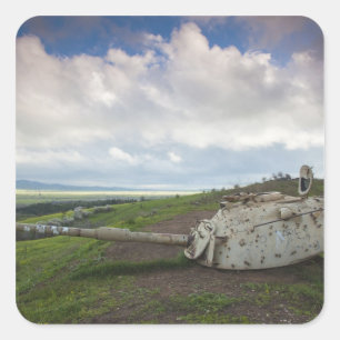 Turret of Israeli tank points to Qunietra Square Sticker