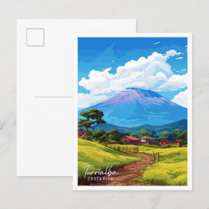 Turrialba Costa Rica Travel Vintage Illustration Postcard