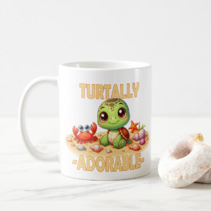 Turtally Adorable fun pun Cute baby Turtle cartoon Coffee Mug
