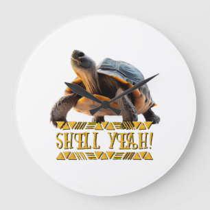 Turtle 001 Shell Yeah! Large Clock