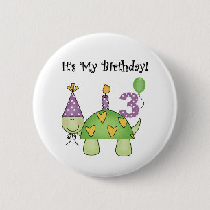 Turtle 3rd Birthday Tshirts and Gifts 6 Cm Round Badge