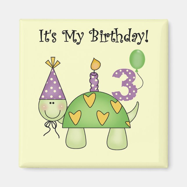 Turtle 3rd Birthday Tshirts and Gifts Magnet (Front)