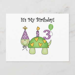 Turtle 3rd Birthday Tshirts and Gifts Postcard