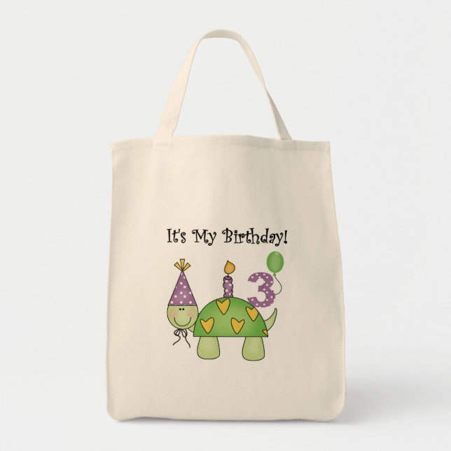 Turtle 3rd Birthday Tshirts and Gifts Tote Bag (Front)