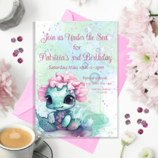 Turtle 3rd Birthday, Under the Sea Invitation