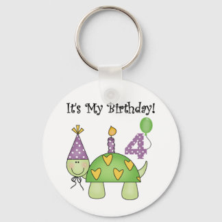 Turtle 4th Birthday Tshirts and Gifts Key Ring