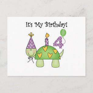 Turtle 4th Birthday Tshirts and Gifts Postcard