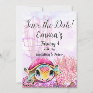 Turtle 4th Birthday, Under the Sea Save The Date