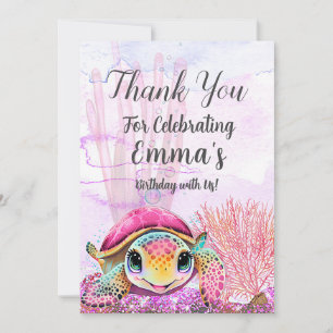 Turtle 4th Birthday, Under the Sea Thank You Card