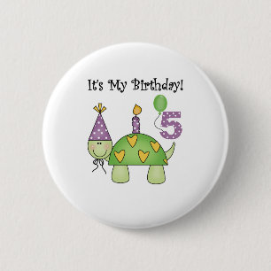 Turtle 5th Birthday 6 Cm Round Badge
