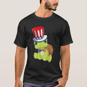 Turtle American Flag Hat Patriotic 4th Of July Gif T-Shirt