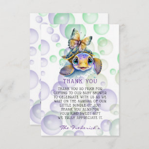 Turtle and Butterfly Baby Shower Thank You Cards