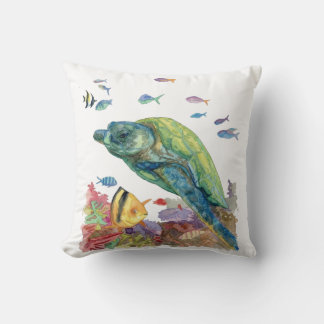 Turtle and fishes in the sea cushion