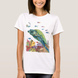 Turtle and fishes in the sea  T-Shirt