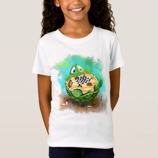 Turtle and Ladybug Playing Chess Kids T-Shirt Fun (Front)