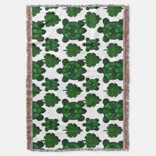 Turtle and leaves pattern  throw blanket