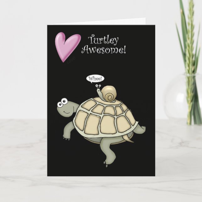 turtle and snail VALENTINE love heart card (Front)