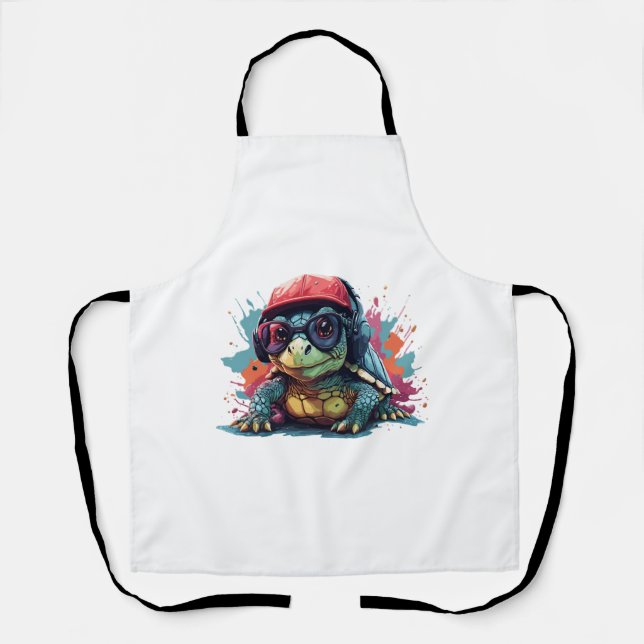 turtle animal art I cool cute turtle  Apron (Front)