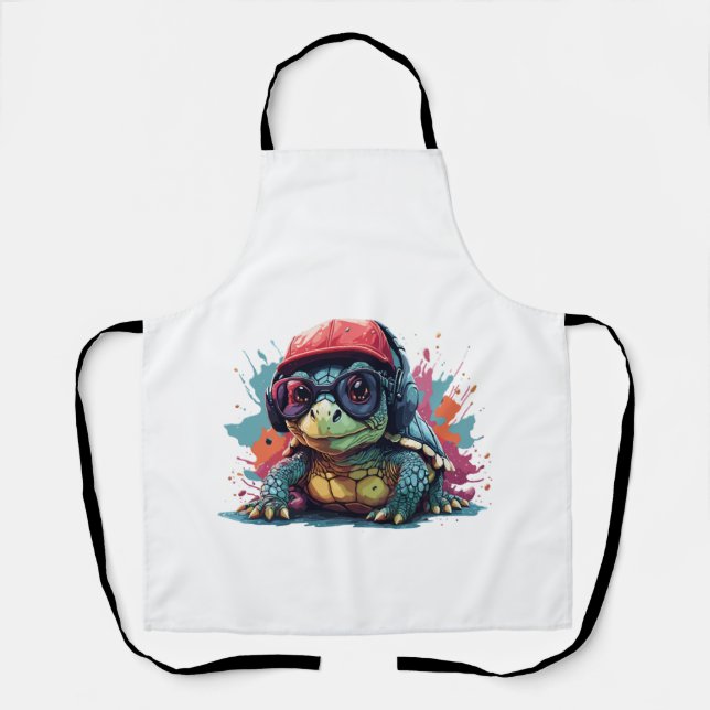 turtle animal art I cool cute turtle Copy Apron (Front)