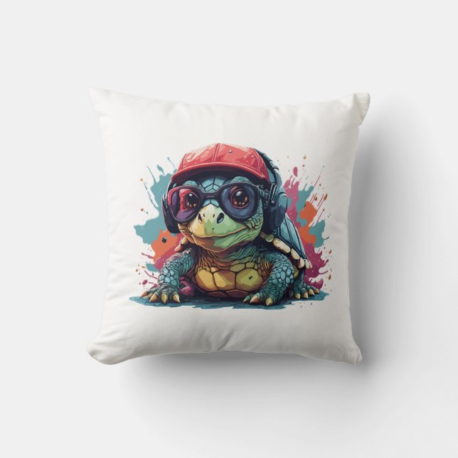 turtle animal art I cool cute turtle Copy Cushion (Front)