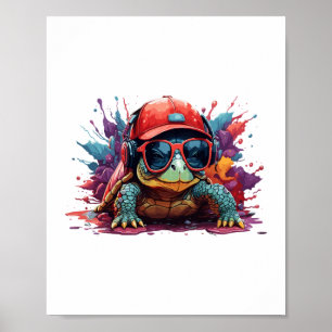 turtle animal art I cool cute turtle Poster