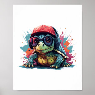 turtle animal art I cool cute turtle Poster