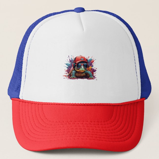 turtle animal art I cool cute turtle Trucker Hat (Front)