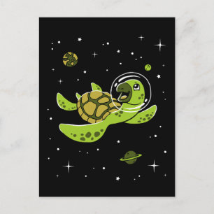 Turtle Animals In Space Postcard