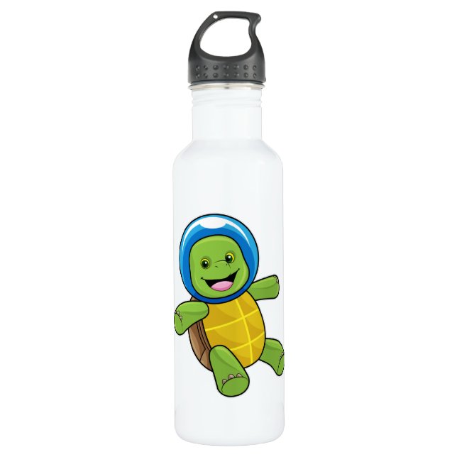 Turtle as Astronaut with Glass ball 710 Ml Water Bottle (Front)