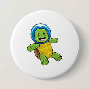 Turtle as Astronaut with Glass ball 7.5 Cm Round Badge