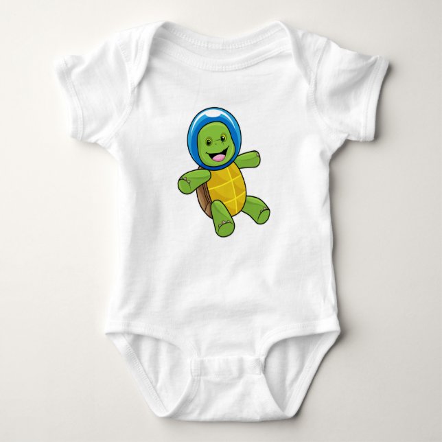 Turtle as Astronaut with Glass ball Baby Bodysuit (Front)