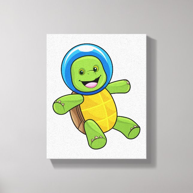 Turtle as Astronaut with Glass ball Canvas Print (Front)