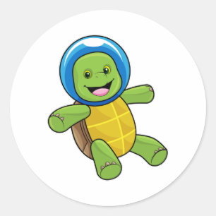Turtle as Astronaut with Glass ball Classic Round Sticker