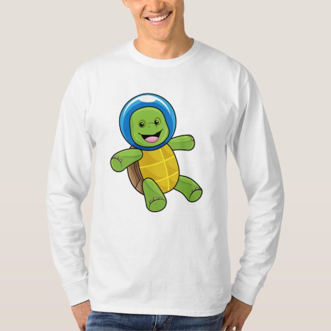 Turtle as Astronaut with Glass ball T-Shirt (Front)