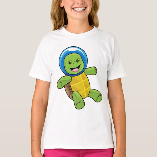 Turtle as Astronaut with Glass ball T-Shirt (Front)