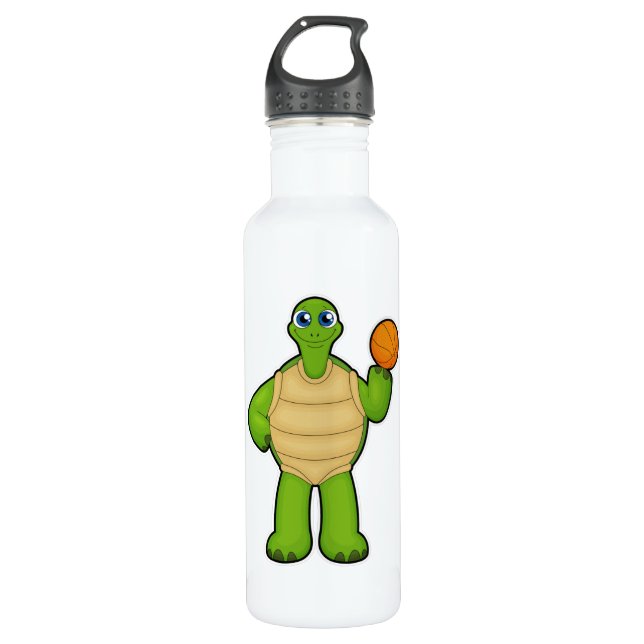 Turtle as Basketball player with Basketball 710 Ml Water Bottle (Front)