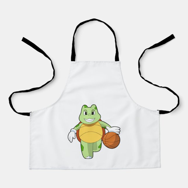 Turtle as Basketball player with Basketball.PNG Apron (Front)