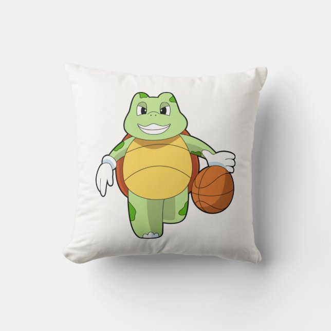 Turtle as Basketball player with Basketball.PNG Cushion (Front)