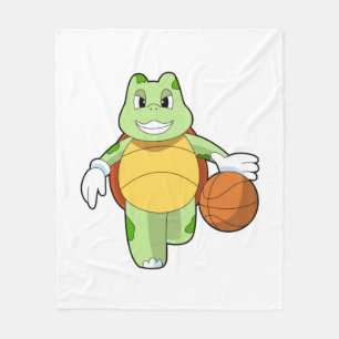 Turtle as Basketball player with Basketball.PNG Fleece Blanket
