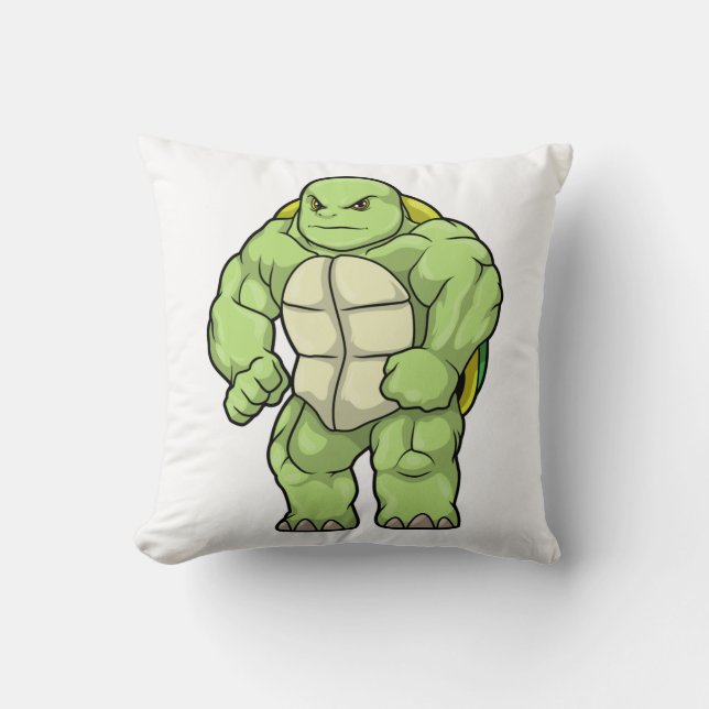 Turtle as Bodybuilder with Six pack Cushion (Front)