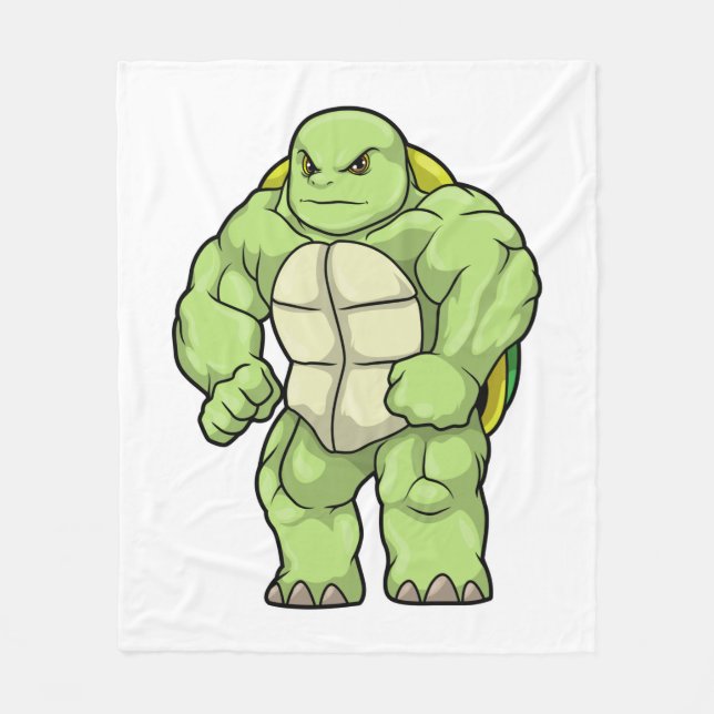 Turtle as Bodybuilder with Six pack Fleece Blanket (Front)