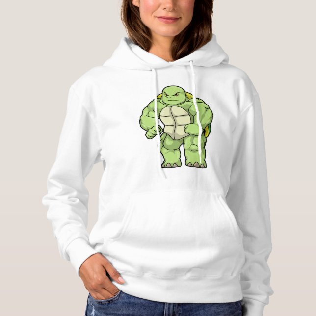 Turtle as Bodybuilder with Six pack Hoodie (Front)