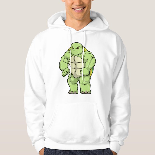 Turtle as Bodybuilder with Six pack Hoodie (Front)