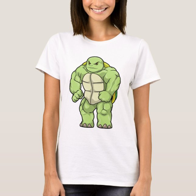 Turtle as Bodybuilder with Six pack T-Shirt (Front)