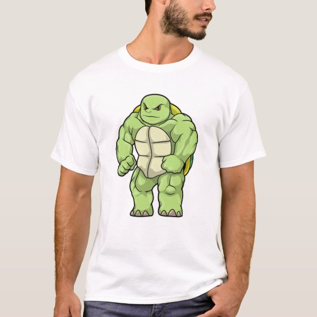 Turtle as Bodybuilder with Six pack T-Shirt (Front)